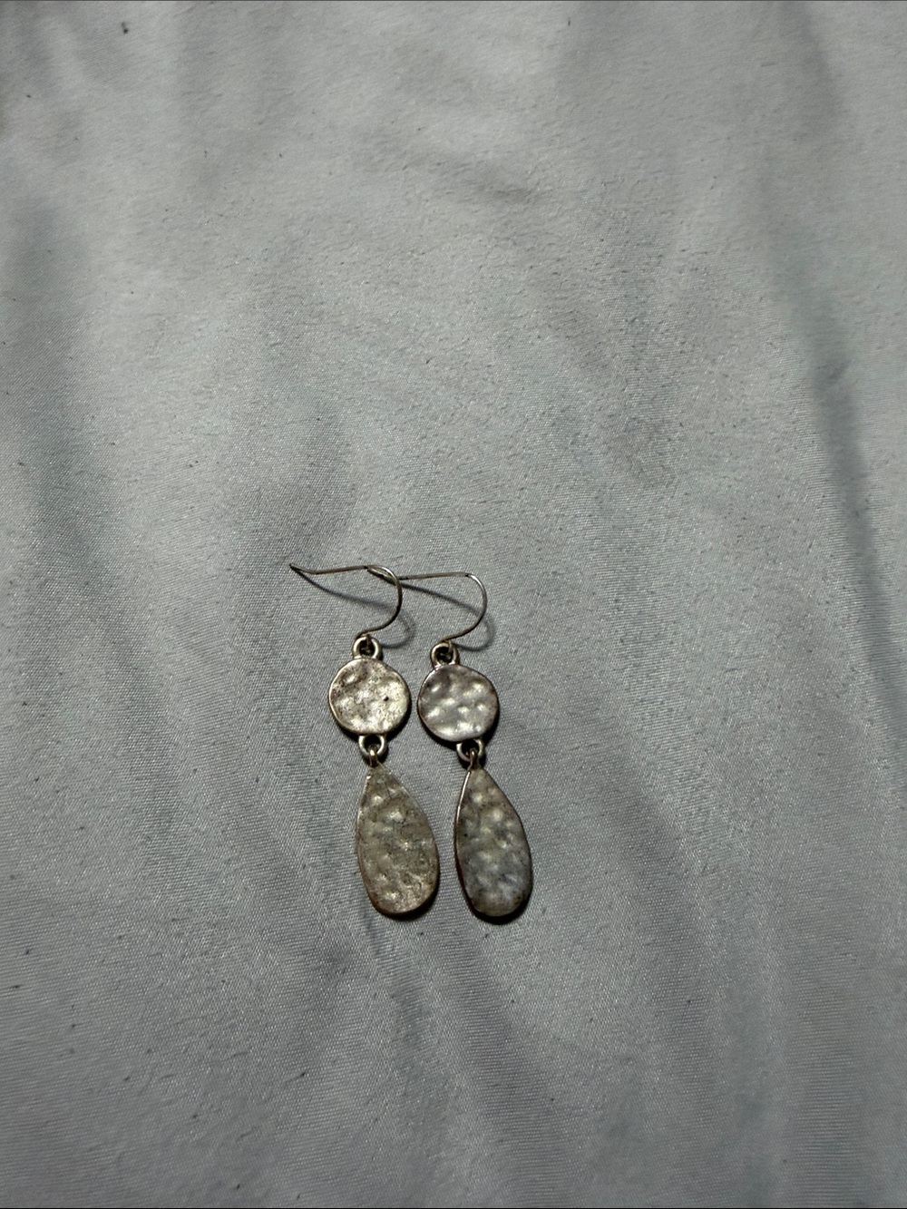 Hammered Silver Drop Earrings - Classic Women's Jewelry